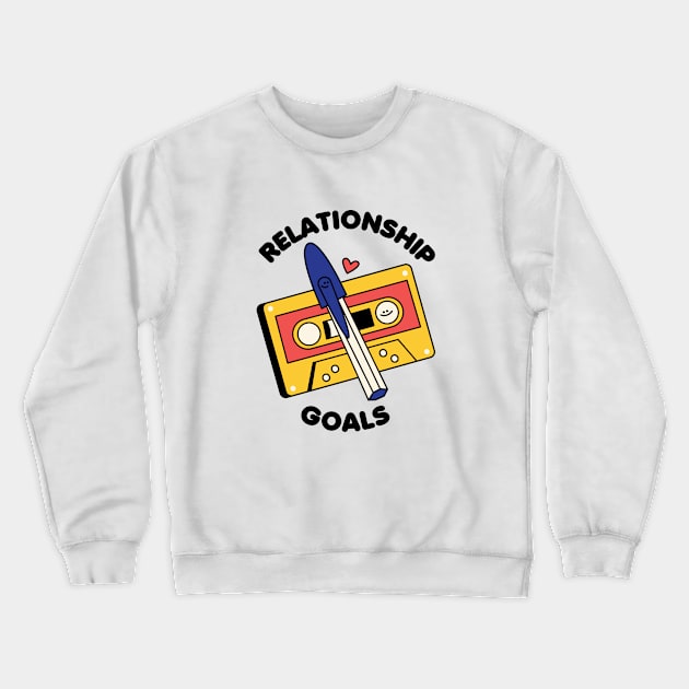 Relationship goals cassette tape and pen Crewneck Sweatshirt by Nora Gazzar